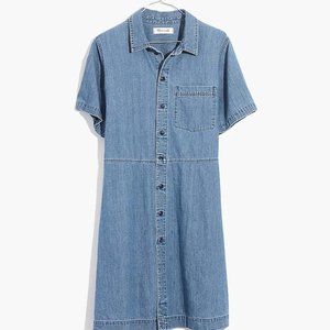 Madewell denim dress, waisted and button-down